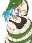 artist_Trashup big_breasts blue_hair restrained snake vore // 600x800 // 256.6KB