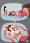 breasts_exposed laughing monster_under_the_bed tears tentacles tickling torn_clothes vore woman // 900x1273 // 210.7KB