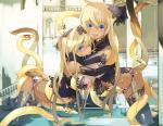2_girls Under_Clothes blonde_hair blue_eyes breast_grab catgirl lesbian pool_of_snakes snake snakes sorrel tails thighhighs tongue_out yuri // 1200x933 // 790.9KB