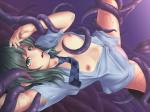 anticipation green_eyes green_hair impending_rape panties restrained slime small_breasts spread_legs suspended // 1200x900 // 142.2KB