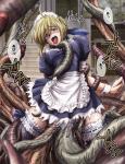 Tentacle Vaginal arm_grab arms_behind_back blonde_hair bow breast_fuck cuffs green_eyes leg_grab maid open_mouth rape skirt tears tentacles_under_clothes thighhighs // 690x900 // 610.4KB