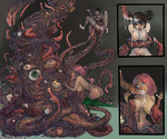 Tentacle artist_Faustie breast_latch cum cum_inside cum_on_body eyes lovecraftian monster oral oral_penetration penetration shoggoth short_skirt suspension tanned_skin two_girls unwilling willing // 1224x1020 // 521.3KB