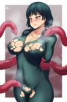 One_punch_man anticipation arms_behind_back captured dissoving_clothes embarrassed fubuki imminent_rape large_breasts short_hair skintight tentacle_rape // 850x1287 // 191.9KB
