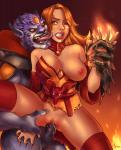 Lina breast_exposed clenched_teeth defeated demon dota_2 freckles legs_spread lion monster rape wink // 974x1200 // 1.2MB